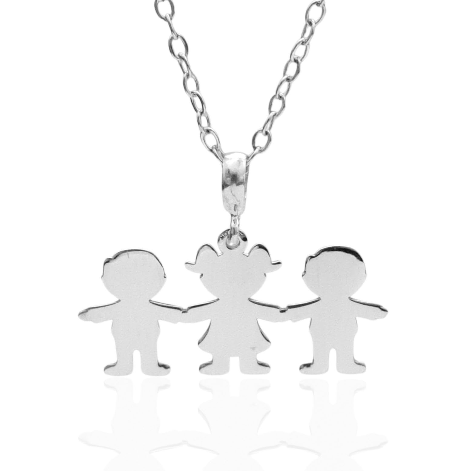 Collar 2 hijos 1 hija para mama En Plata Ley .925